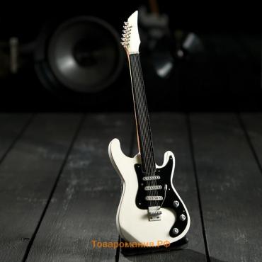Гитара сувенирная Ibanez, на подставке, 24×8×2 см, бело-чёрная