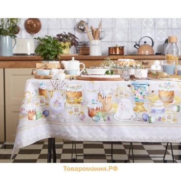 Скатерть  «Пасхальные куличи» 220×147 см, 100% хлопок, саржа 190 г/м²