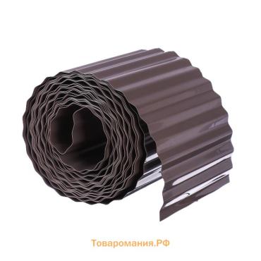 Лента бордюрная, 15 см×9 м, толщина 0.6 мм, пластиковая, гофра, темно-коричневая, Greengo