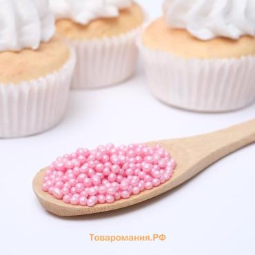 Посыпка кондитерская «Жемчуг», взорванные зерна риса, розовый, 2-5 мм 50 г