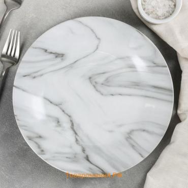 Тарелка керамическая обеденная «Мрамор», d=24 см, цвет серый