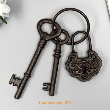 Фигурка настенная «Замок и два ключа», панно чугун, 23×7.5 см