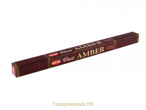 Благовония HEM " Flora Masala Amber Амбер ", 8 палочек в упаковке, четырёхгранник