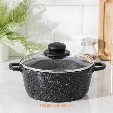 Кастрюля  «Элит», 2 л, 2 л, d=21.5 см, h=9.2 см, антипригарное покрытие, литой алюминий, чёрная