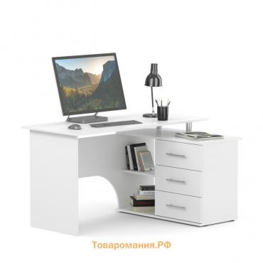 Компьютерный стол «КСТ-09», 1350×935×744 мм, угловой, угол правый, цвет белый