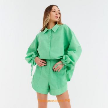Костюм женский (блузка, шорты) MINAKU: Casual Collection цвет зелёный, размер 48