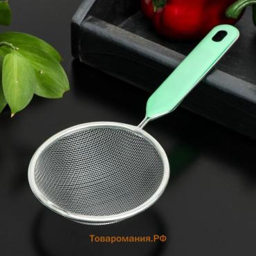 Сито для просеивания с ручкой  «Хозяюшка», d=10 см, зелёное