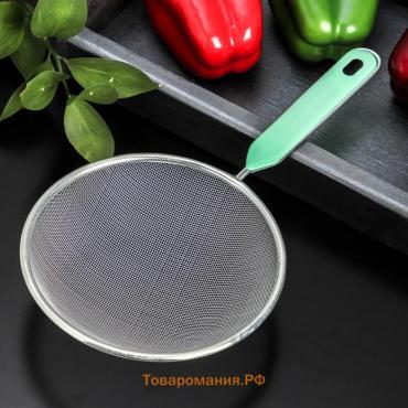 Сито для просеивания с ручкой  «Хозяюшка», d=16 см, зелёное