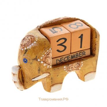 Деревянный календарь с кубиками "Слоник" 11х4,5х6,6 см МИКС