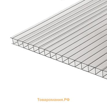 Сотовый поликарбонат 6 мм, 2.1×6 м, УФ, прозрачный