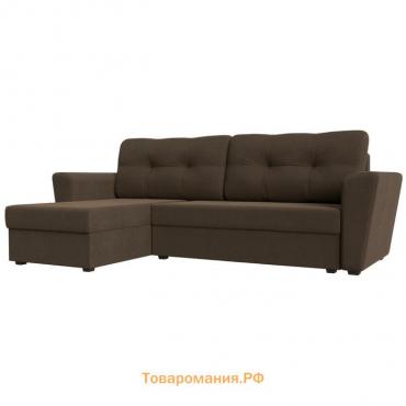 Угловой диван «Амстердам лайт», еврокнижка, левый угол, рогожка, цвет коричневый
