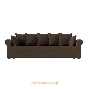 Прямой диван «Рейн», механизм еврокнижка, рогожка, цвет коричневый / кант бежевый