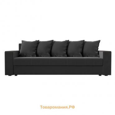 Прямой диван «Дубай лайт», еврокнижка, полки слева, велюр, цвет серый