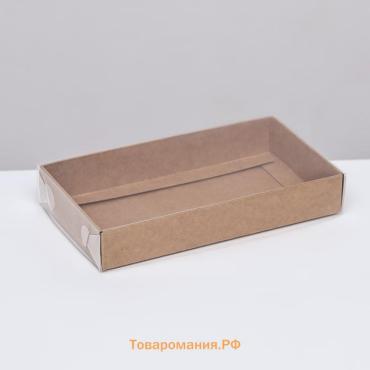 Кондитерская упаковка, крафт с PVC крышкой, 18×10×3 см